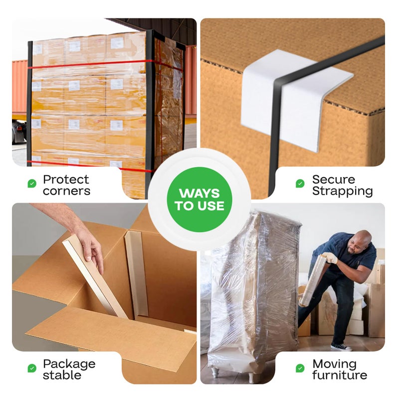 IDL Packaging Cardboard Edge Protector 2" x 2" x 12", Pack of 50 â€“ White Kraft Cardboard Corner Protectors for Shipping â€“ V-Board Reinforced Pallet Edge Protector â€“ Eliminates Shifting of Packaging - Image 5